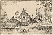 Large Walled Farm, plate 23 from "Regiunculae et Villae Aliquot Ducatus Brabantiae", Claes Jansz. Visscher  Dutch, Etching