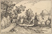A Village Road, plate 7  from "Regiunculae et Villae Aliquot Ducatus Brabantiae", Claes Jansz. Visscher  Dutch, Etching