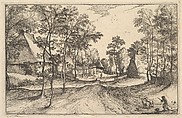 A Village Road, plate 14 from "Regiunculae et Villae Aliquot Ducatus Brabantiae", Claes Jansz. Visscher  Dutch, Etching