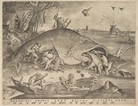Big Fish Eat Little Fish, Pieter van der Heyden  Netherlandish, Engraving; first state of four