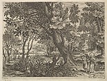 River View with Christ Tempted by the Devil, Aegidius Sadeler II  Netherlandish, Engraving