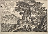 Landscape with Tobias and the Angel and Gypsies, Aegidius Sadeler II  Netherlandish, Engraving