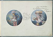 Two Costume Designs or Portrait Types, Anonymous, French, 18th century  French, Pen and black ink, graphite, gouache