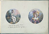 Two Costume Designs or Portrait Types, Anonymous, French, 18th century  French, Pen and black ink, graphite, gouache