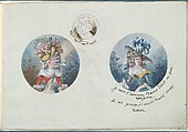 Two Costume Designs or Portrait Types and a Sketch, Anonymous, French, 18th century  French, Pen and black ink, graphite, gouache
