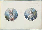 Two Costume Designs or Portrait Types, Anonymous, French, 18th century  French, Pen and black ink, graphite, gouache