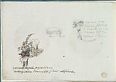 Sketches for a Bonnet and Accessories, Anonymous, French, 18th century  French, Pen and black ink, graphite, gouache