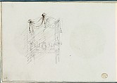 Sketch of a Fireplace with a Mirror Surrounded by Drapery, Anonymous, French, 18th century  French, Pen and black ink, graphite