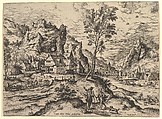 Tobit, from "Landscapes with Biblical and Mythological Scenes", Hieronymus Cock Netherlandish, Etching