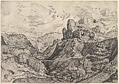 Alpine Landscape with a Deep Valley, from "The Large Landscapes", Johannes van Doetecum I Netherlandish, Etching and engraving