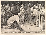 Christ and the Woman Taken in Adultery, Pieter Perret  Netherlandish, Engraving; second state of two