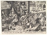 The Alchemist, Pieter Bruegel the Elder (Netherlandish, Breda (?) ca. 1525–1569 Brussels), Engraving; first state of three