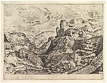 Alpine Landscape with a Deep Valley, from "The Large Landscapes", Johannes van Doetecum I Netherlandish, Etching and engraving; second state of two