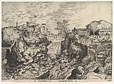 View of the Tiber (Tivoli) (Prospectus Tyburtinus), from "The Large Landscapes", Johannes van Doetecum I Netherlandish, Etching and engraving; second state of two