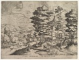 Flight into Egypt (Fuga deiparae in Aegyptum), from "The Large Landscapes", Johannes van Doetecum I Netherlandish, Etching and engraving; second state of two