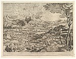 Rustic Solicitude (Solicitudo rustica), from "The Large Landscapes", Johannes van Doetecum I Netherlandish, Etching and engraving; first state of two
