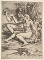 Two Nude Shepherds, Lucas Vorsterman I Flemish, Engraving