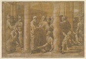 Saints Peter and John healing the Sick, Parmigianino (Girolamo Francesco Maria Mazzola)  Italian, Etching with two browny-green tone blocks