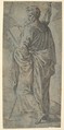 Male Saint, Anonymous, Italian, 16th century  Italian, Etching on paper colored in blue