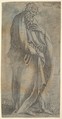 Heavily draped male Figure, Anonymous, Italian, 16th century  Italian, Etching