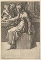 Seated Woman with two Children, Anonymous, Italian, 16th century  Italian, Engraving