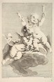 Two Cupids, One Holding Torches, Jacques Gabriel Huquier  French, Etching and engraving