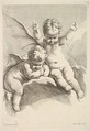Two Cupids, One with Bat Wings, Jacques Gabriel Huquier  French, Etching and engraving