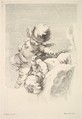 Two Cupids, One Holding a Wreath, Jacques Gabriel Huquier  French, Etching and engraving