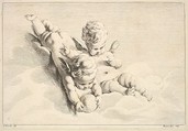 Two Cupids, One Holding a Ball, Jacques Gabriel Huquier  French, Etching and engraving