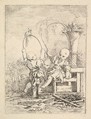 Chinese Children Playing with a Parrot, Louis Antoine Crozat, Baron de Thiers, Paris  French, Etching