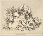Three Cupids with Military Trophies, Louis Félix de La Rue  French, Etching and engraving