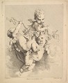 Three Cupids Playing with Vine Branches, Louis Félix de La Rue  French, Etching and engraving