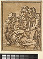 Holy Family, Master ND  Italian, Chiaroscuro woodcut from three blocks in brown