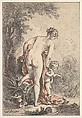 Woman With Drapery and a Putto (Venus and Cupid?), George William Thornley French, Colored lithograph