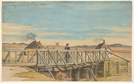 Landscape with a Bridge Near Mosbjerg, Martinus Rørbye  Danish, Watercolor, over graphite