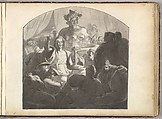 Speaker Addressing Male Figures Gathered at Night Around a Fountain, Frederic, Lord Leighton British, Brush and India ink wash over graphite