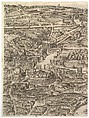 Plan of the City of Rome. Part 4 with the Santa Maria in Aracoeli, the Forum Romanum, the Colosseum and the Lateran Palace., Antonio Tempesta (Italian, Florence 1555–1630 Rome), Etching with some engraving, undescribed state.