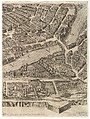 Plan of the City of Rome. Part 10 with the Tiber and the Villa Farnesina, Antonio Tempesta (Italian, Florence 1555–1630 Rome), Etching with some engraving, undescribed state.
