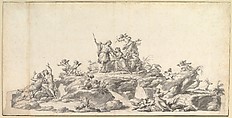 Design for the Fontana di Venere e Adone, Reggia di Caserta, Naples, Fedele Fischetti Italian, Pen and black ink, gray wash, over black chalk