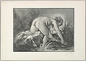 Woman Washing Linen in a Stream, George William Thornley French, Lithograph