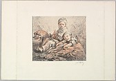 Two Seated Children, George William Thornley French, Colored lithograph