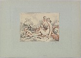 Woman Seated Holding an Arrow and Four Putti (Venus Holiding Cupid's Arrow with a Quiver by Her Side), George William Thornley French, Colored lithograph