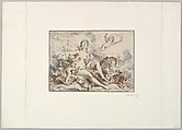 Woman Seated with Four Putti, George William Thornley French, Colored lithograph