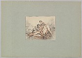 Three Young Women and Cupid, George William Thornley French, Colored lithograph