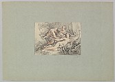 Satyr Attacking a Nymph Repulsed by Cupid, George William Thornley French, Colored lithograph