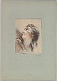 Head of a Woman Looking Toward the Left and Upward, George William Thornley French, Colored lithograph