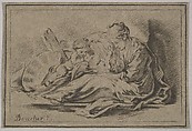 Mother with Two Children, Jurriaan Cootwijk  Dutch, Crayon-manner engraving