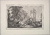 Wood Engraving of a Tapestry of Bacchus and Ariadne, from "Amours des Dieux" (Loves of the Gods), Anonymous, Wood engraving