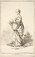 Contadina, plate 11 from "Recueil de diverses fig.res étrangeres Inventées par F. Boucher P.tre du Roy et Gravées par F. Ravenet" (Collection of Various Foreign Figures, Devised by F. Boucher, Painter of the King and Engraved [etched] by F. Ravenet), Gabriel Huquier  French, Etching and engraving