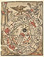 Chart of the Signs of the Zodiac with Venus, Cupid, and a Bishop Saint, Hans Baldung (called Hans Baldung Grien)  German, Woodcut; hand-colored